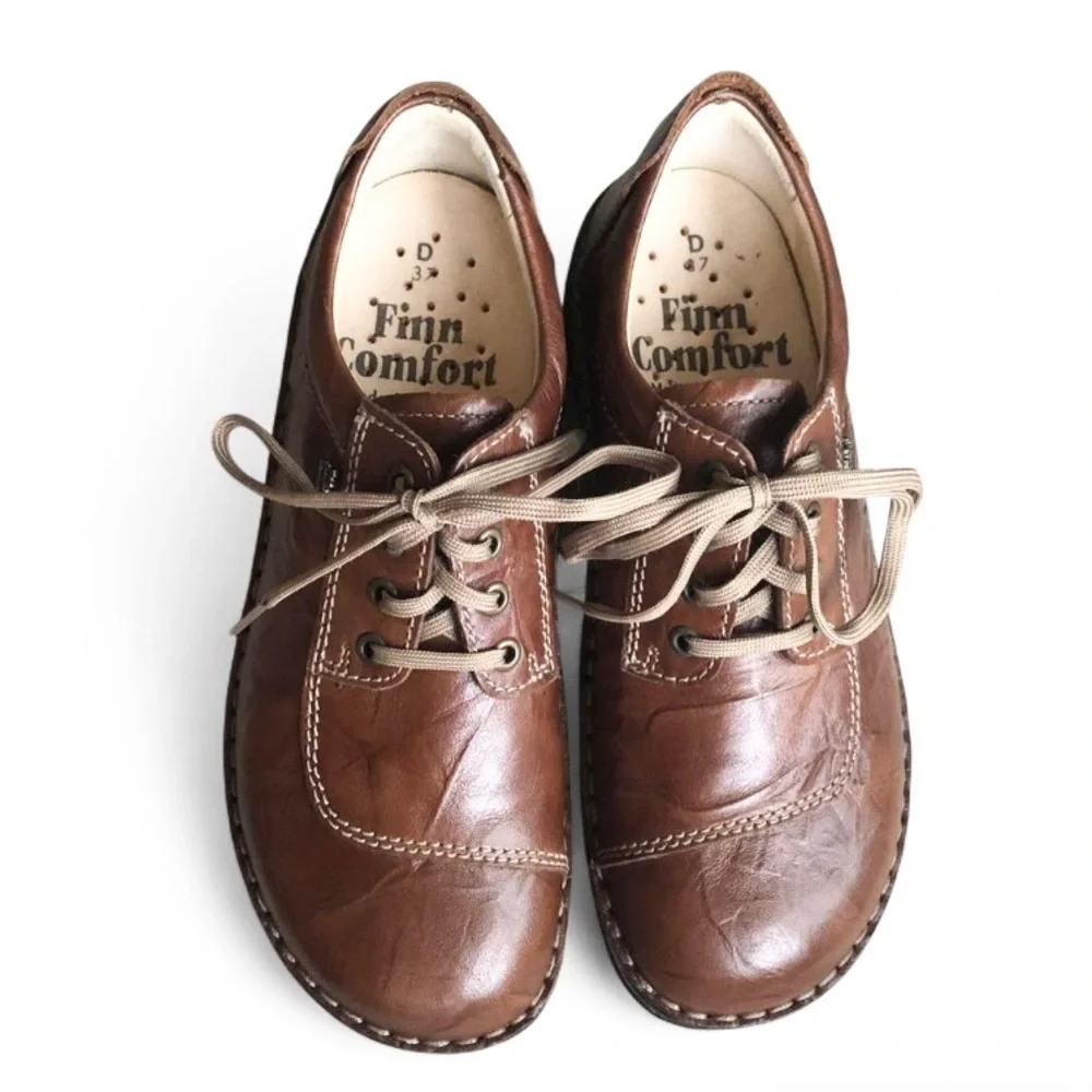 NWOT Finn Comfort Size EU 37 / US 6-6.5 Lexington Brown Plissee Oxford